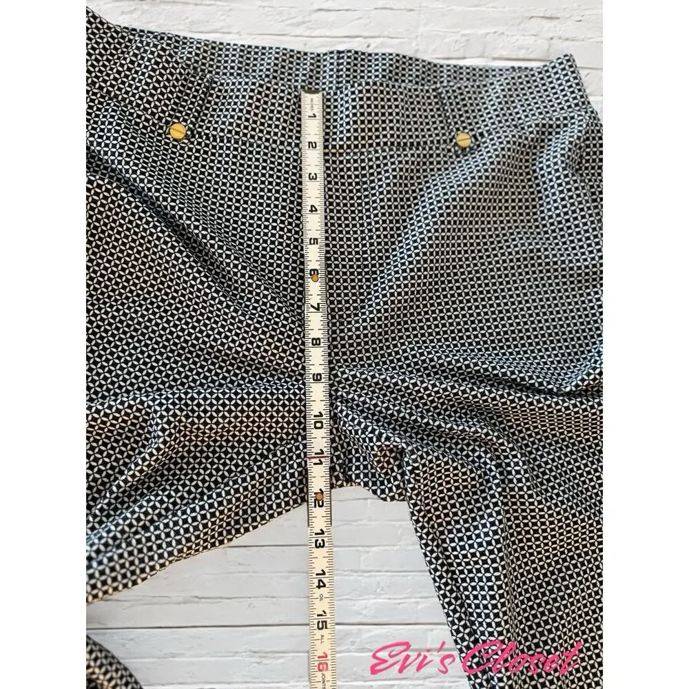 MICHAEL KORS Women's Pants Trousers Black White Geometric Print Square Size L
